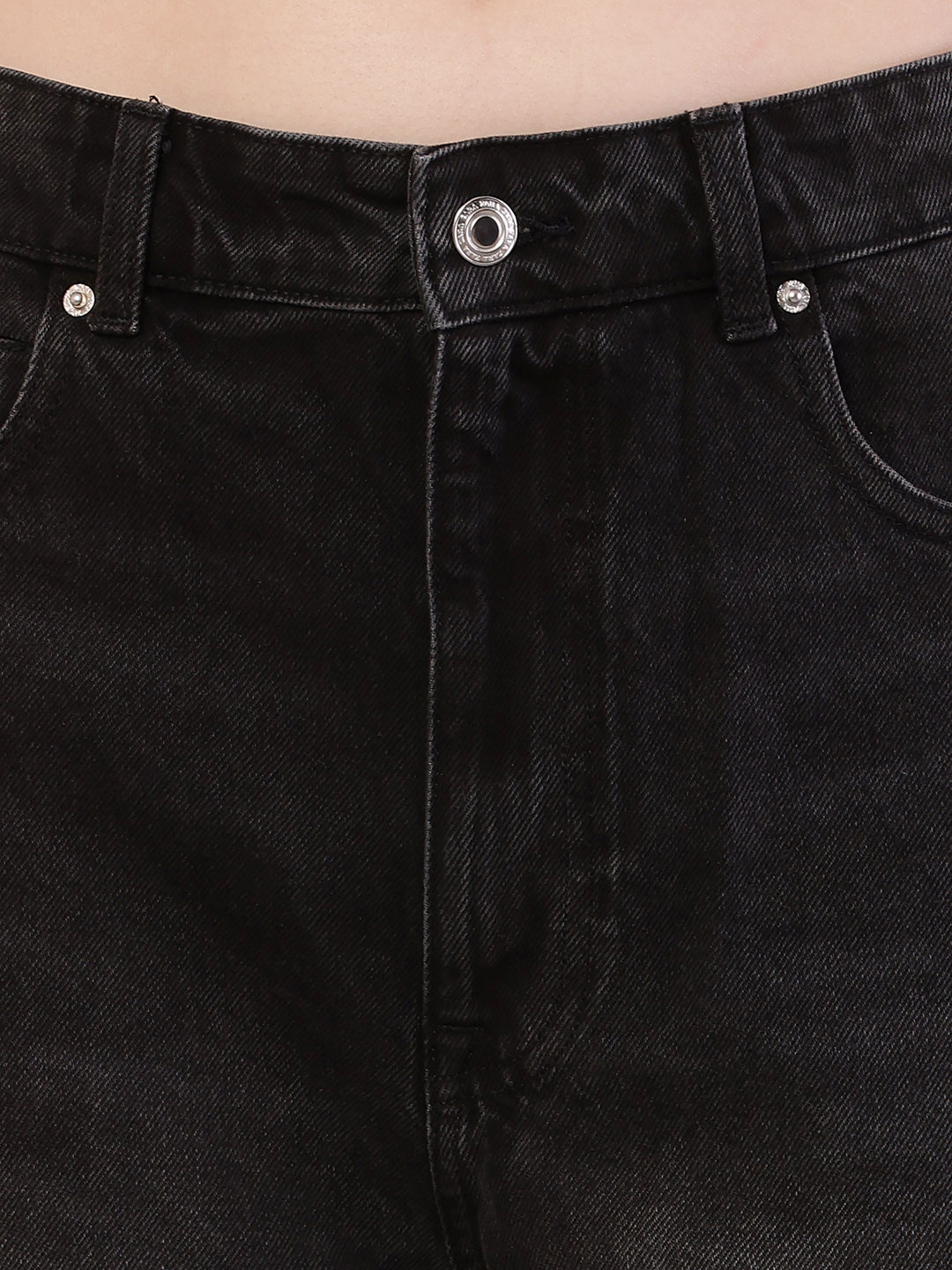 Cotton Solid with belt loops Black short