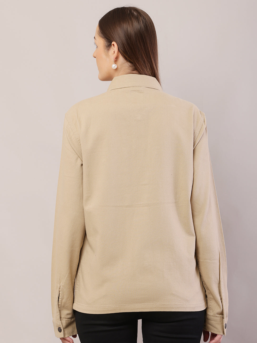 Cotton Full Sleeve with Shirt Collar Brown Jacket