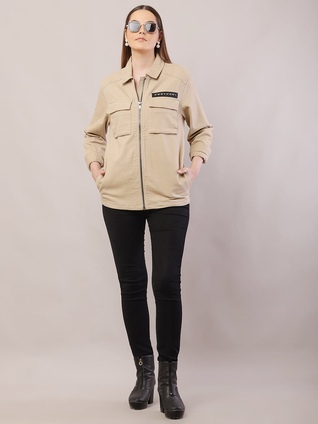 Cotton Full Sleeve with Shirt Collar Brown Jacket