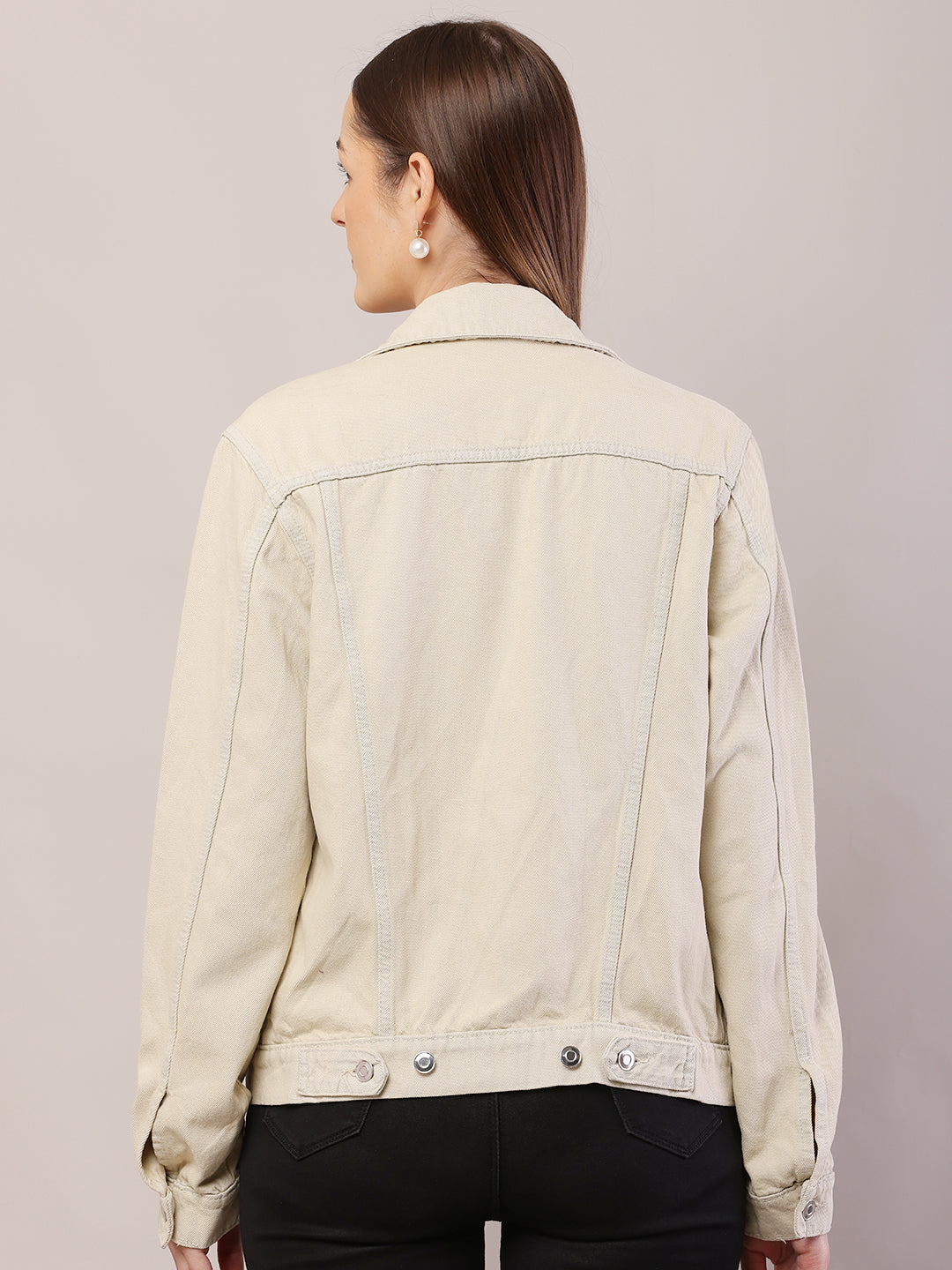 Cotton Full Sleeve with Shirt Collar Light Beige Jacket