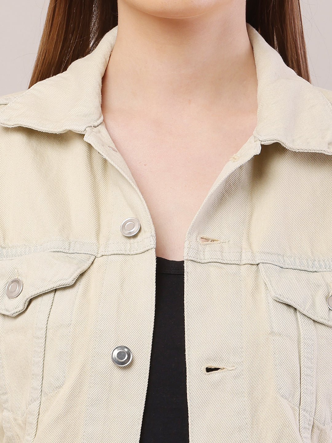 Cotton Full Sleeve with Shirt Collar Light Beige Jacket