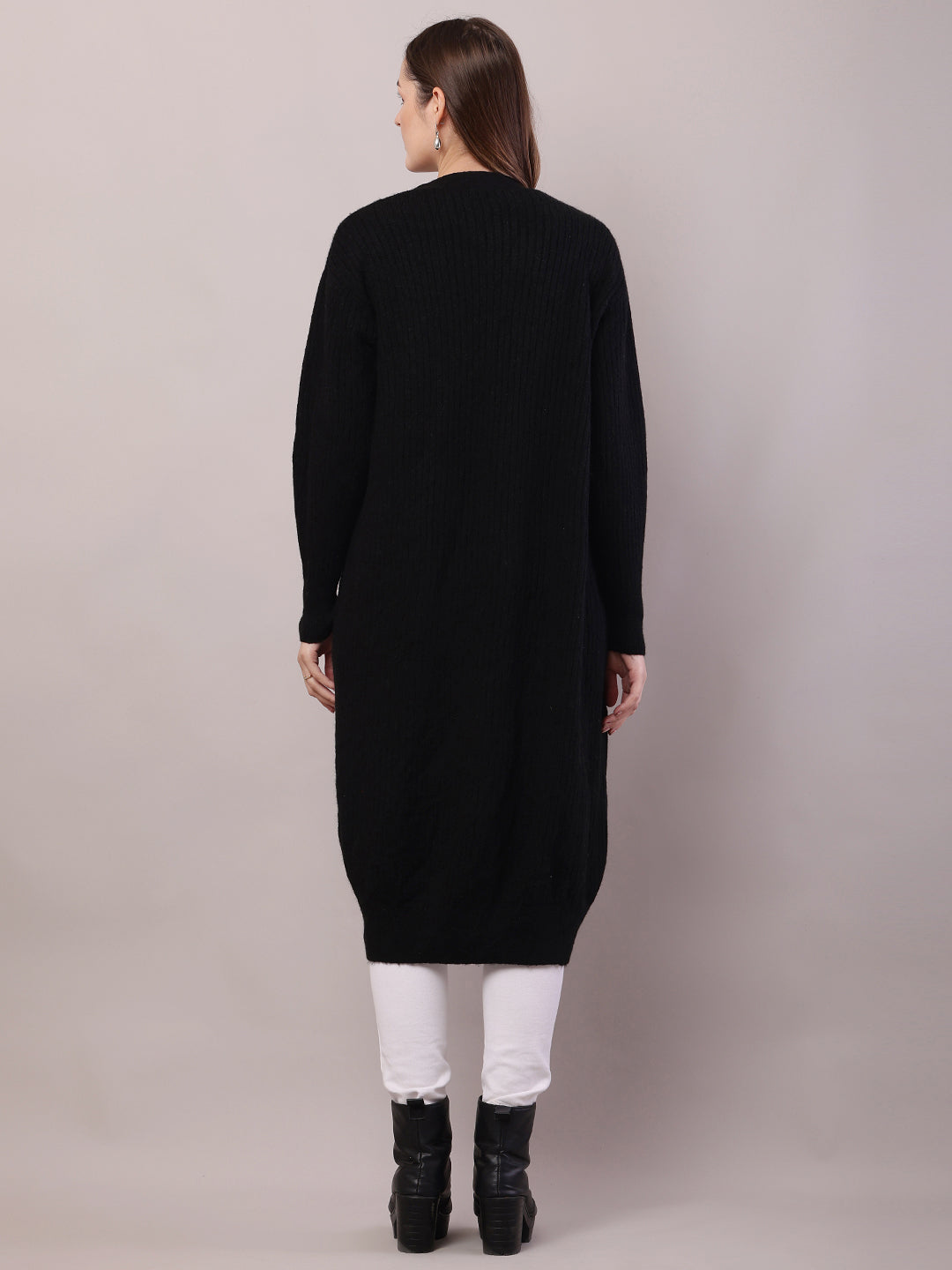 Viscose Full Sleeve with Front open long line Black Shrug