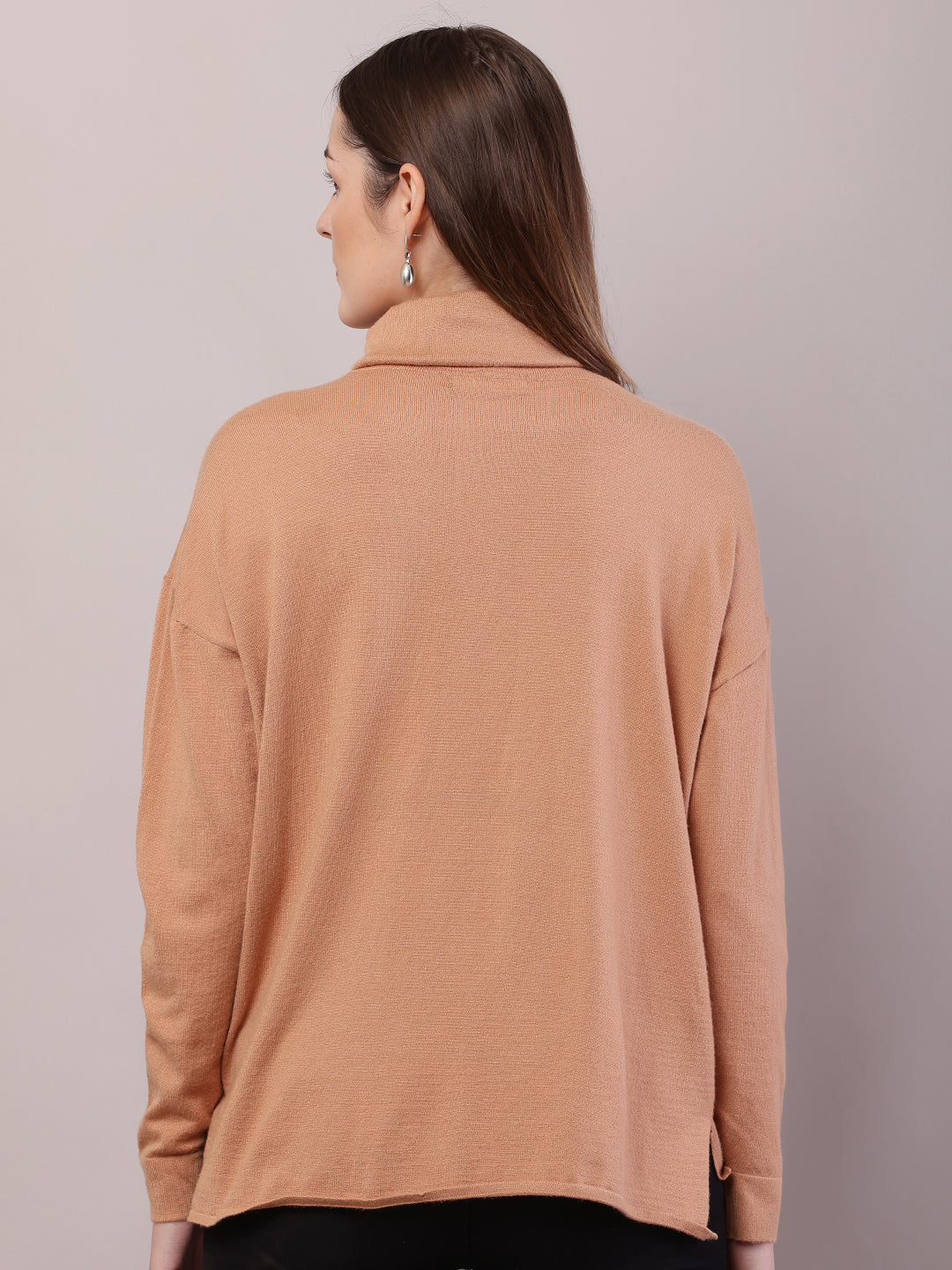 Viscose Full Sleeve with High-Neck Brown Sweater