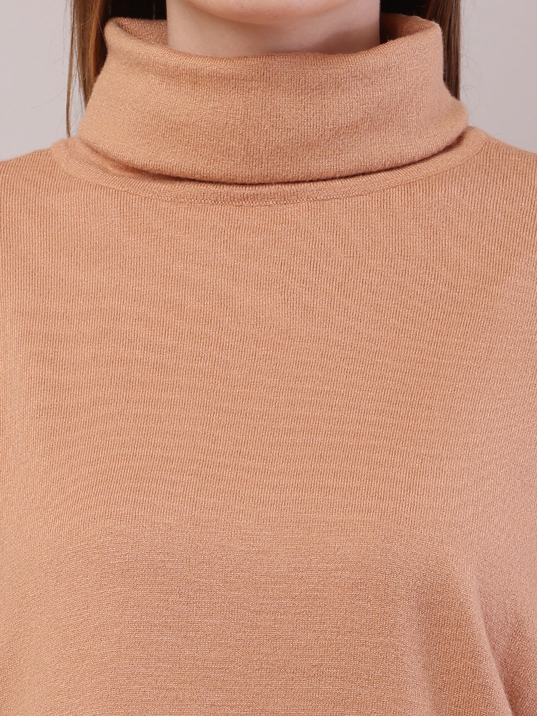 Viscose Full Sleeve with High-Neck Brown Sweater
