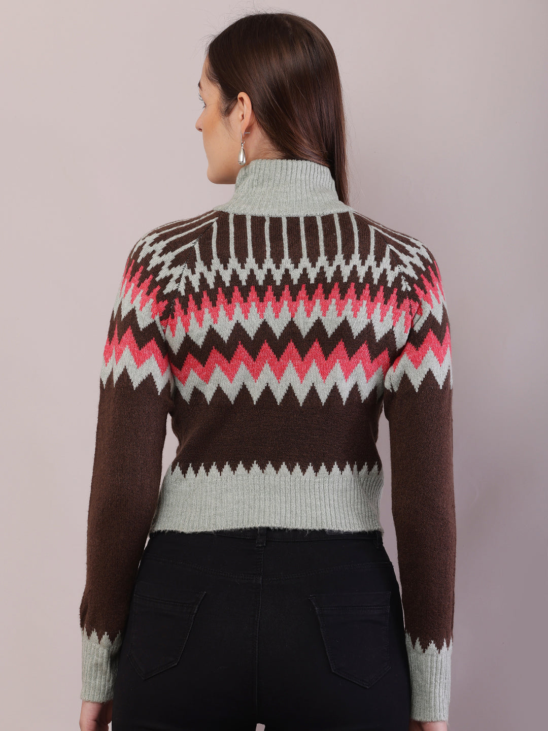 Acrylic Full Sleeve with High-Neck Multicolour Sweater