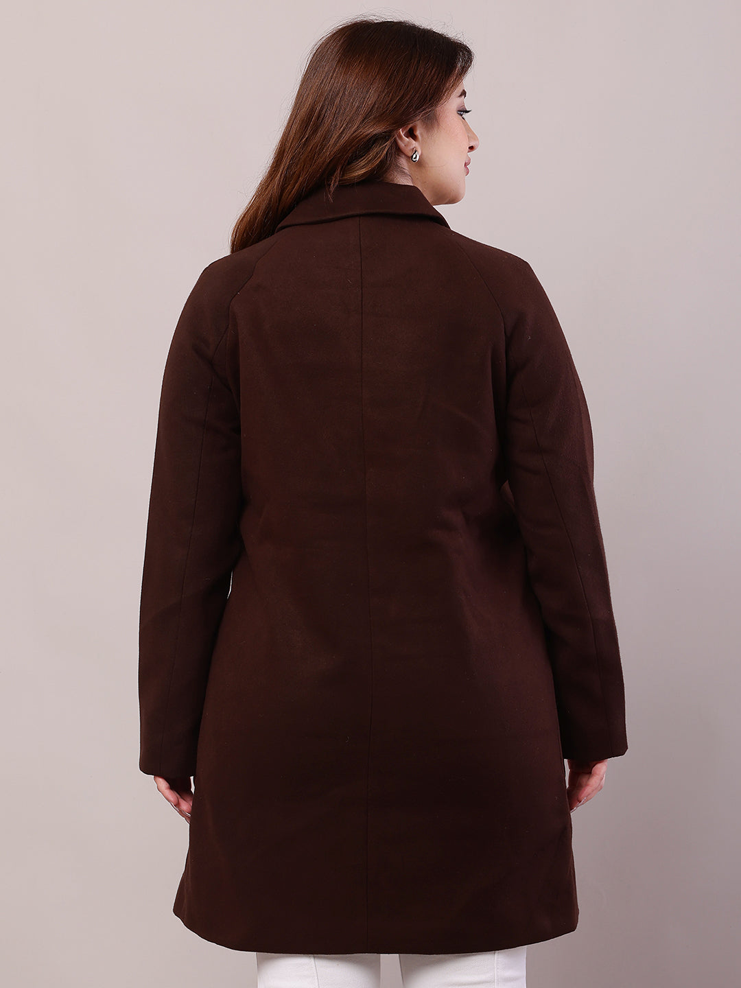 Polyester Full Sleeve with lapel collar winter wears stylish Brown Trench Coat