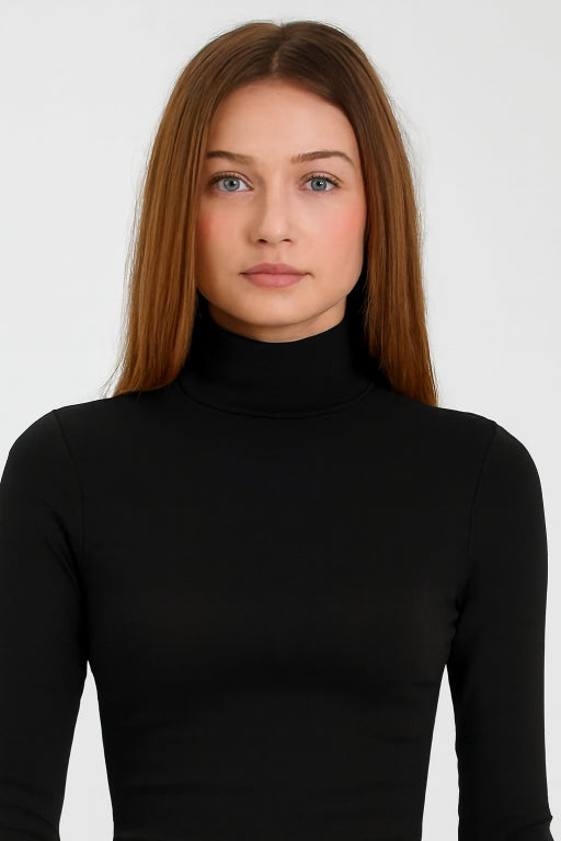 Viscose Full Sleeve with High-Neck Black Sweater