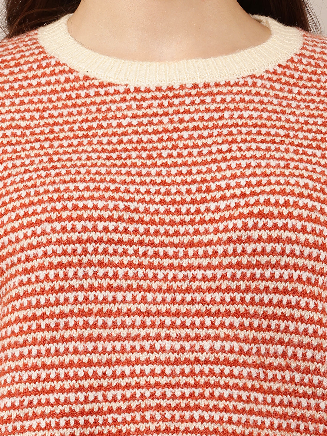 Acrylic Full Sleeve with Round Neck waist loose Red Sweater