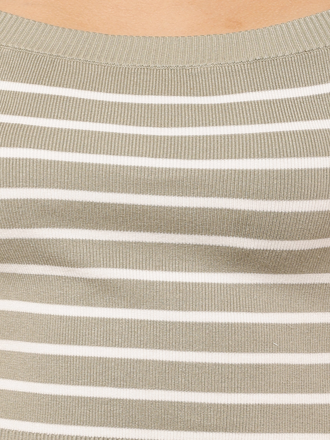 Viscose Full Sleeve with Boat Neck Light Sea Green Striped Sweater