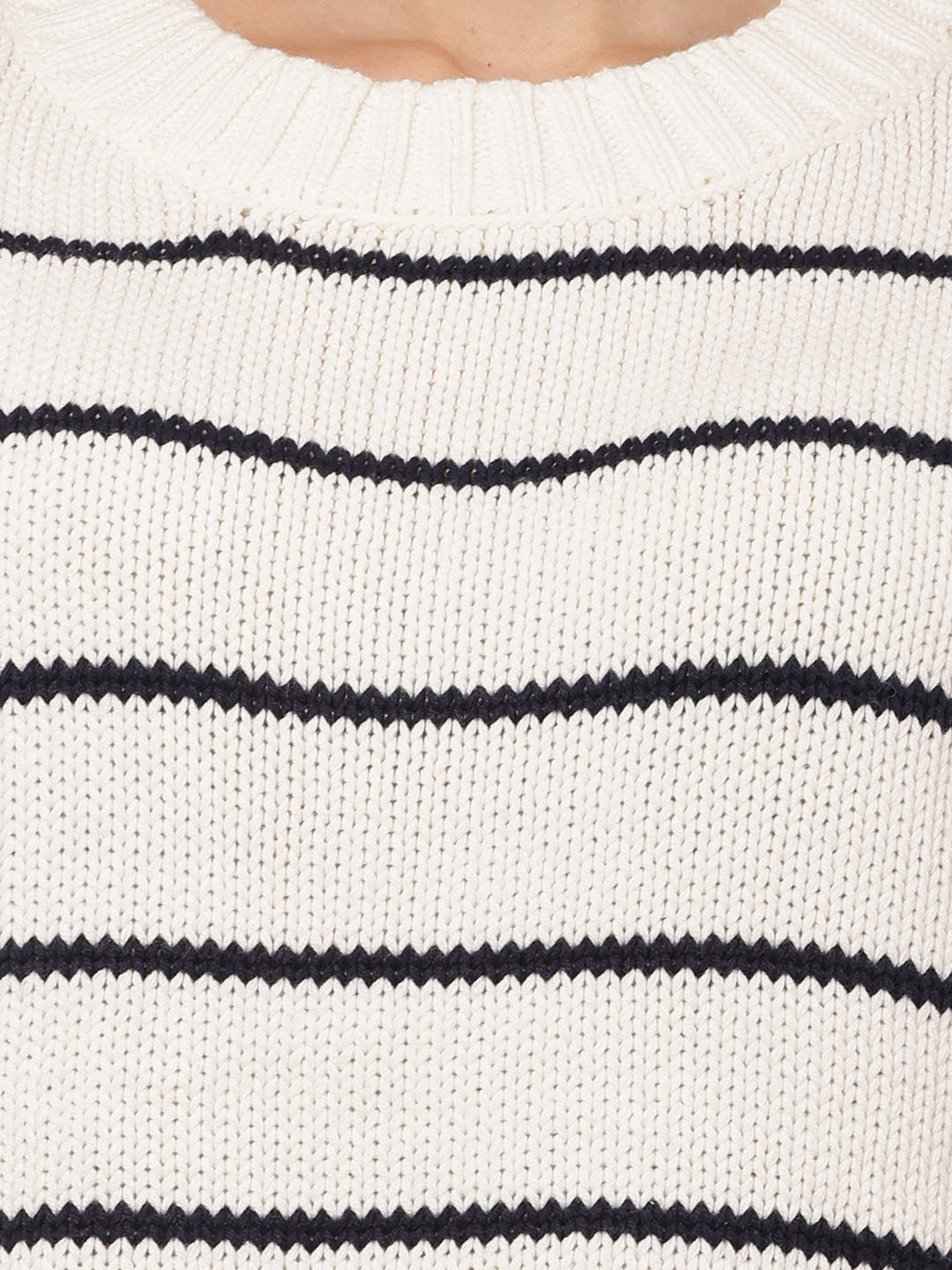 Acrylic Full Sleeve with Round Neck White Baggy Style sweater