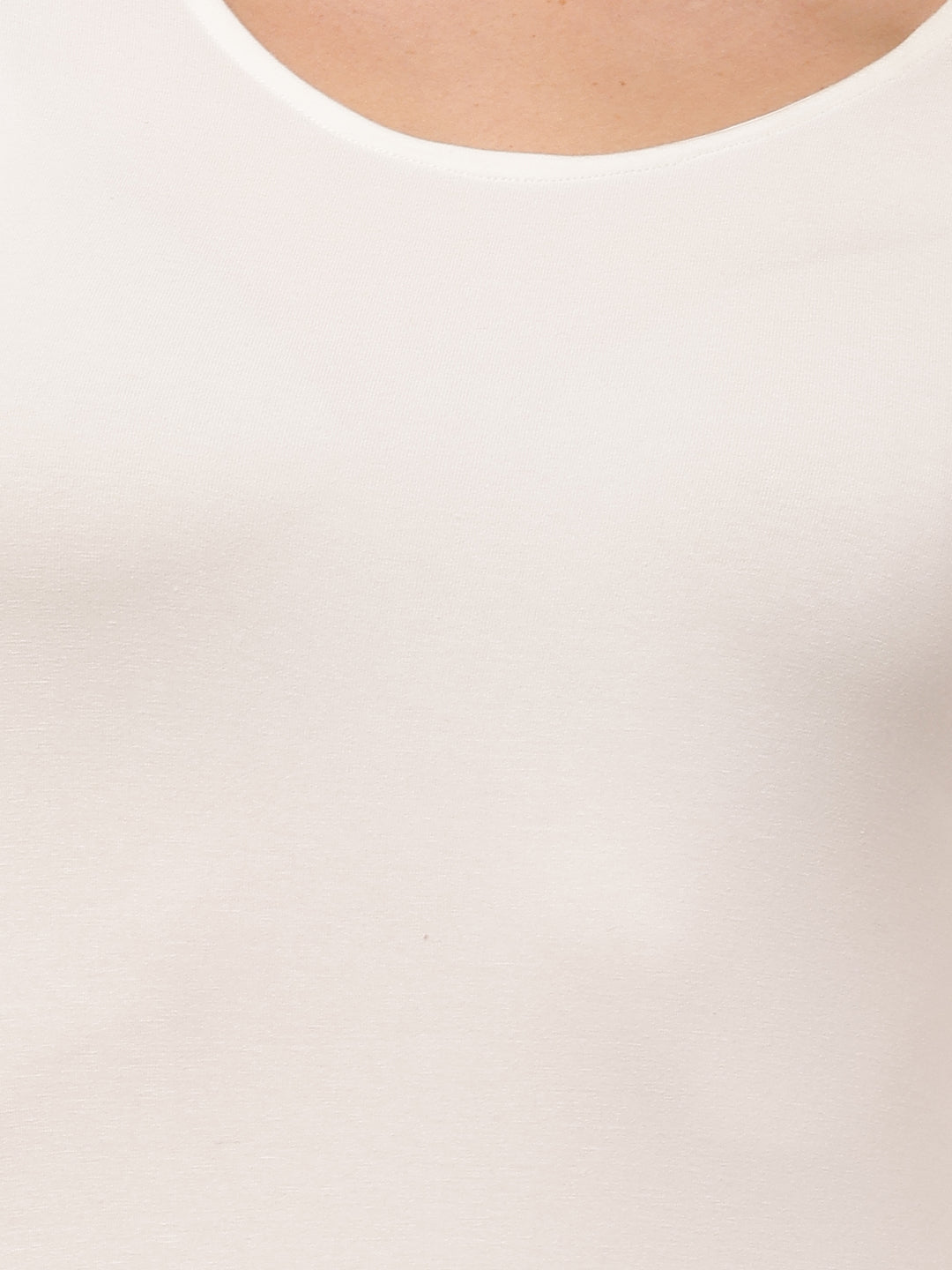 Viscose Full Sleeve with Round Neck White T-shirt
