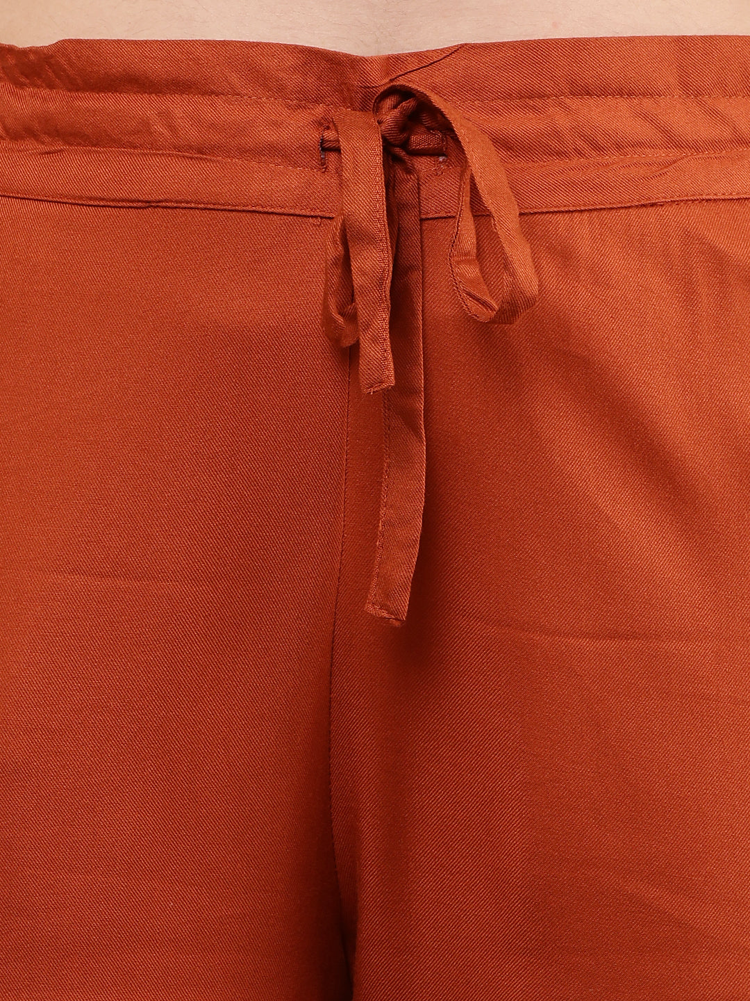 Rayon Elastic with Drawstring Full Length Brown Trouser