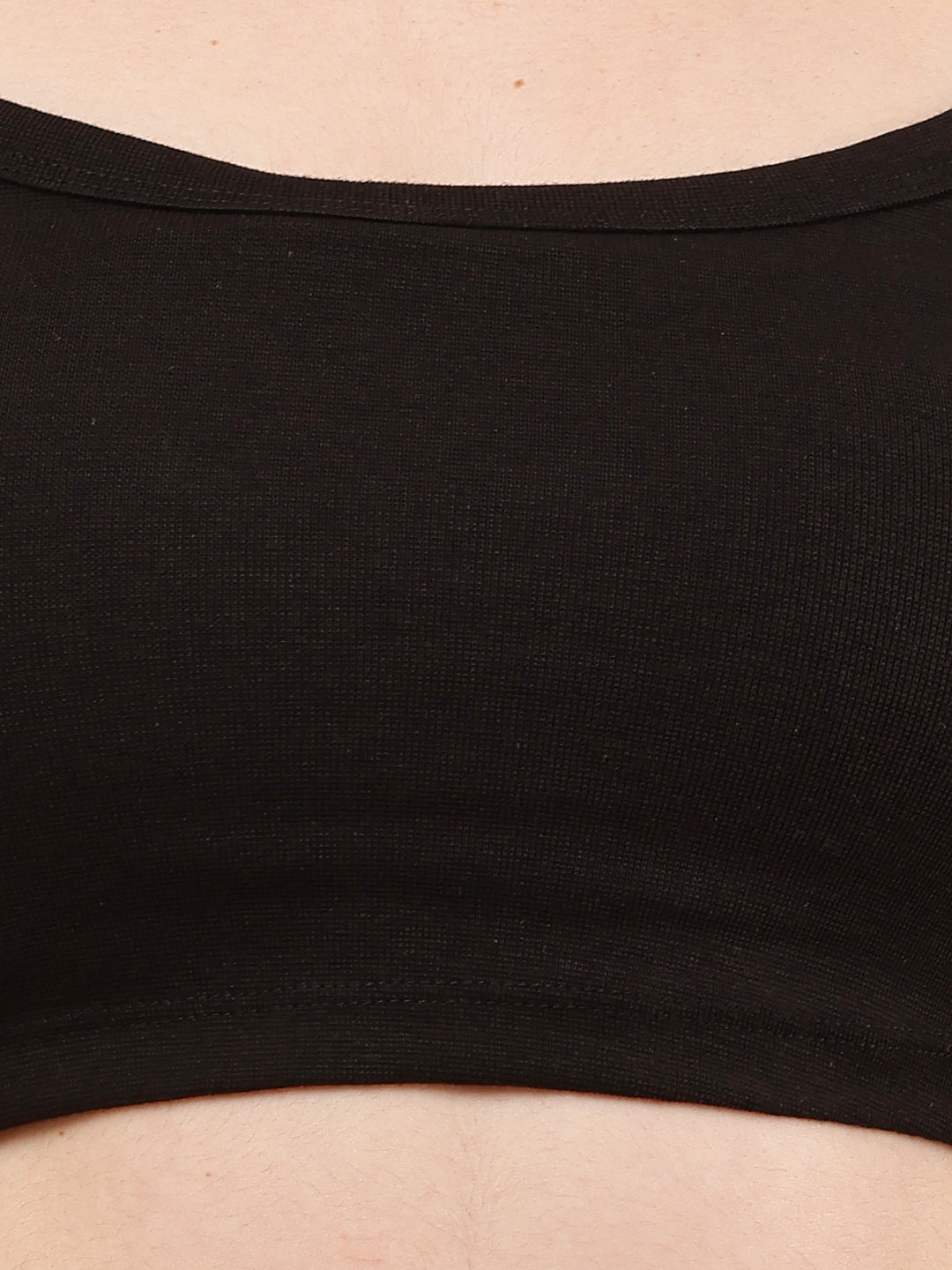 Viscose Square Neck with Sleeveless Black Crop Top