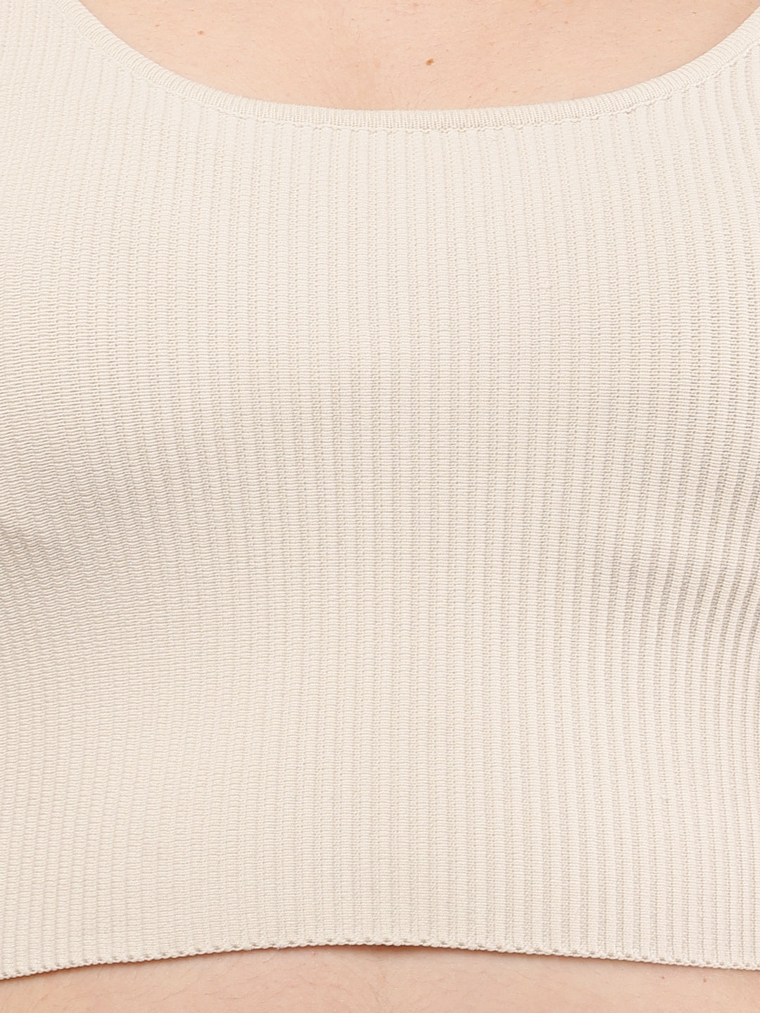 Nylon Round Neck with Sleeveless Light Grey Crop Top