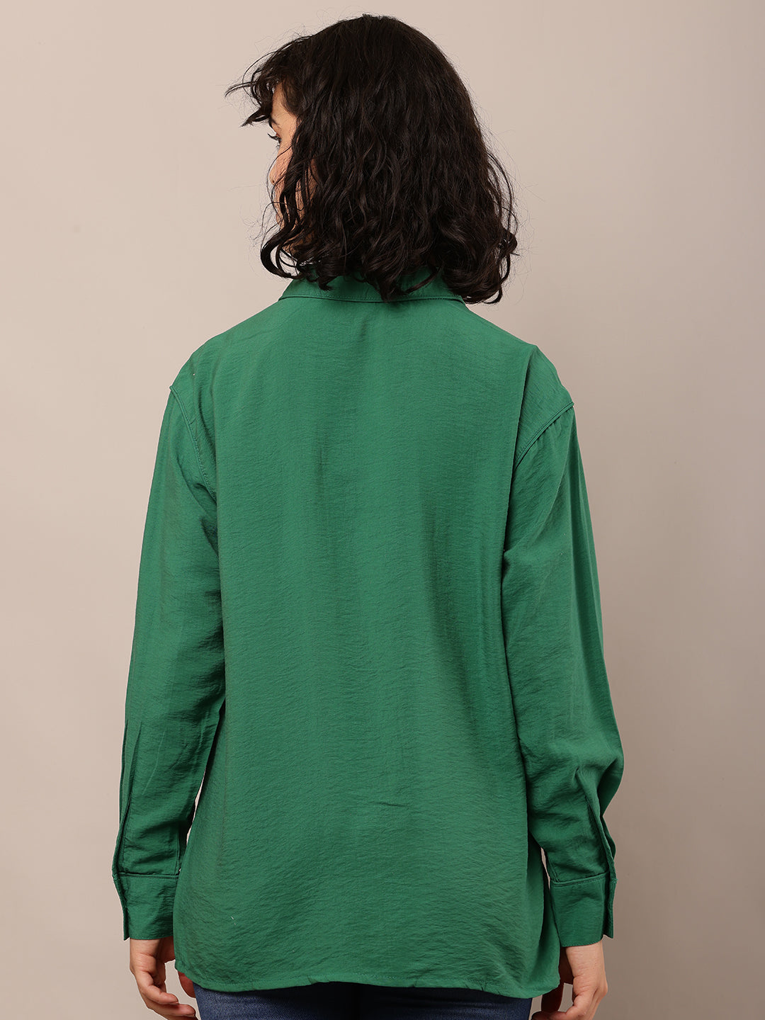 Cotton Full Sleeve with Shirt Collar Green Shirt