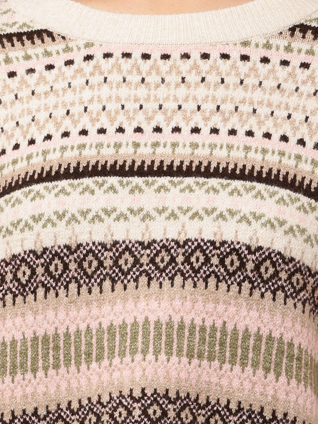 Nylon Full Sleeve Crew Neck Multicolour Printed Sweater