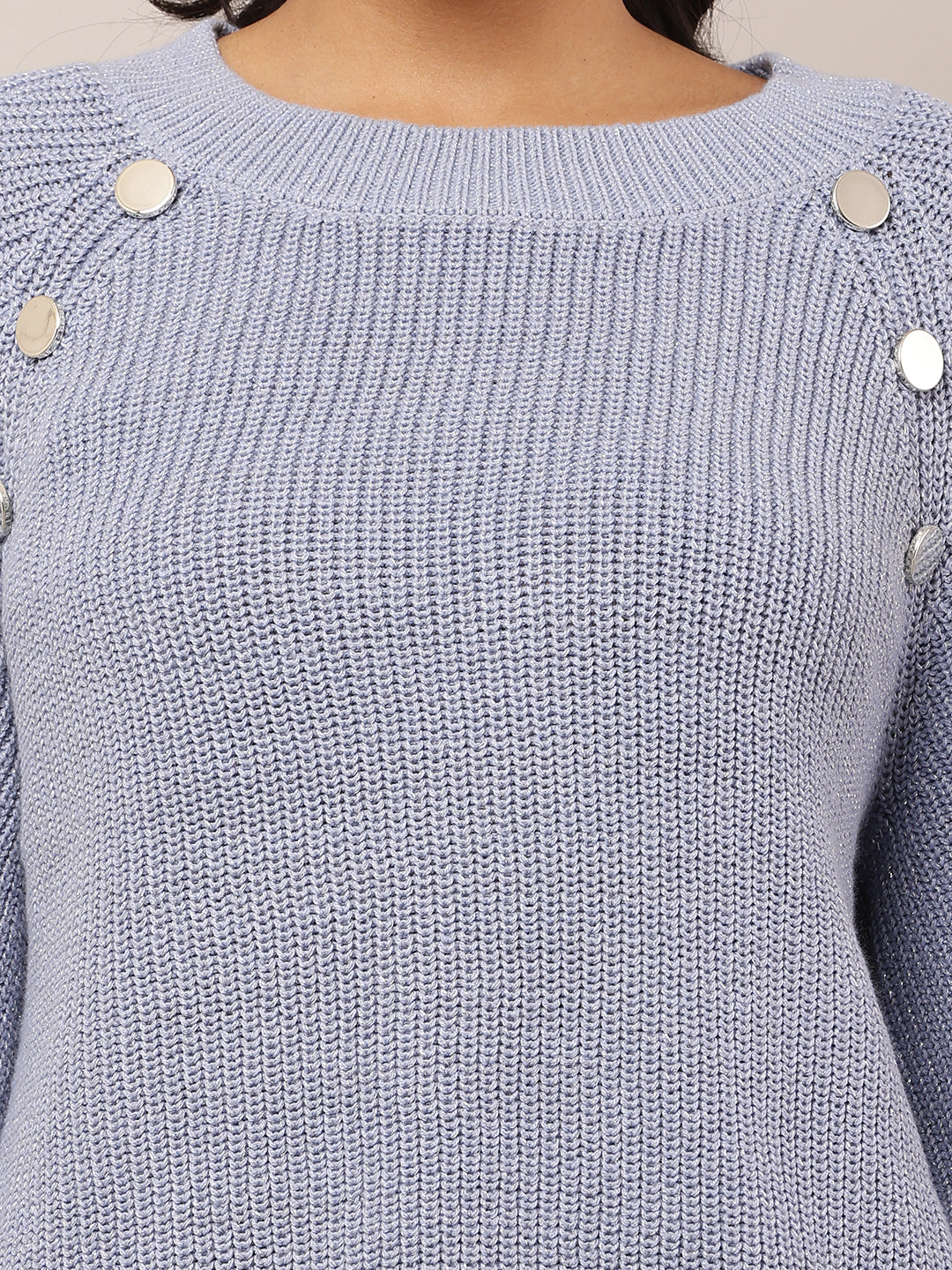 Cotton Crew neck with Full Sleeve Blue Sweater