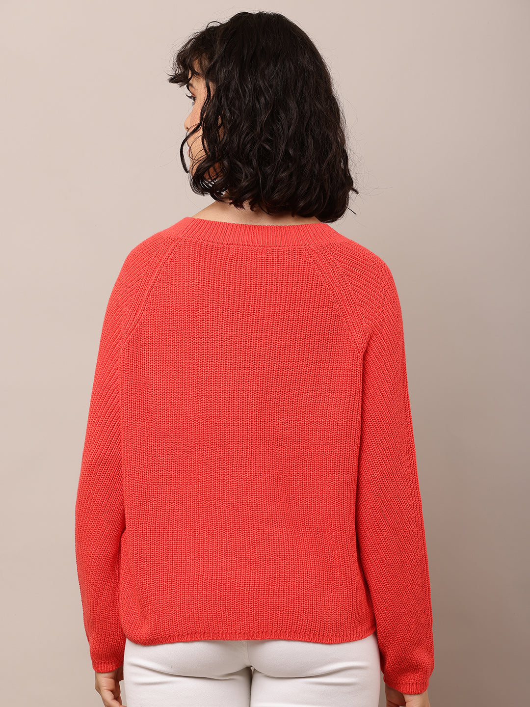 Cotton Crew neck with Full Sleeve Red Sweater