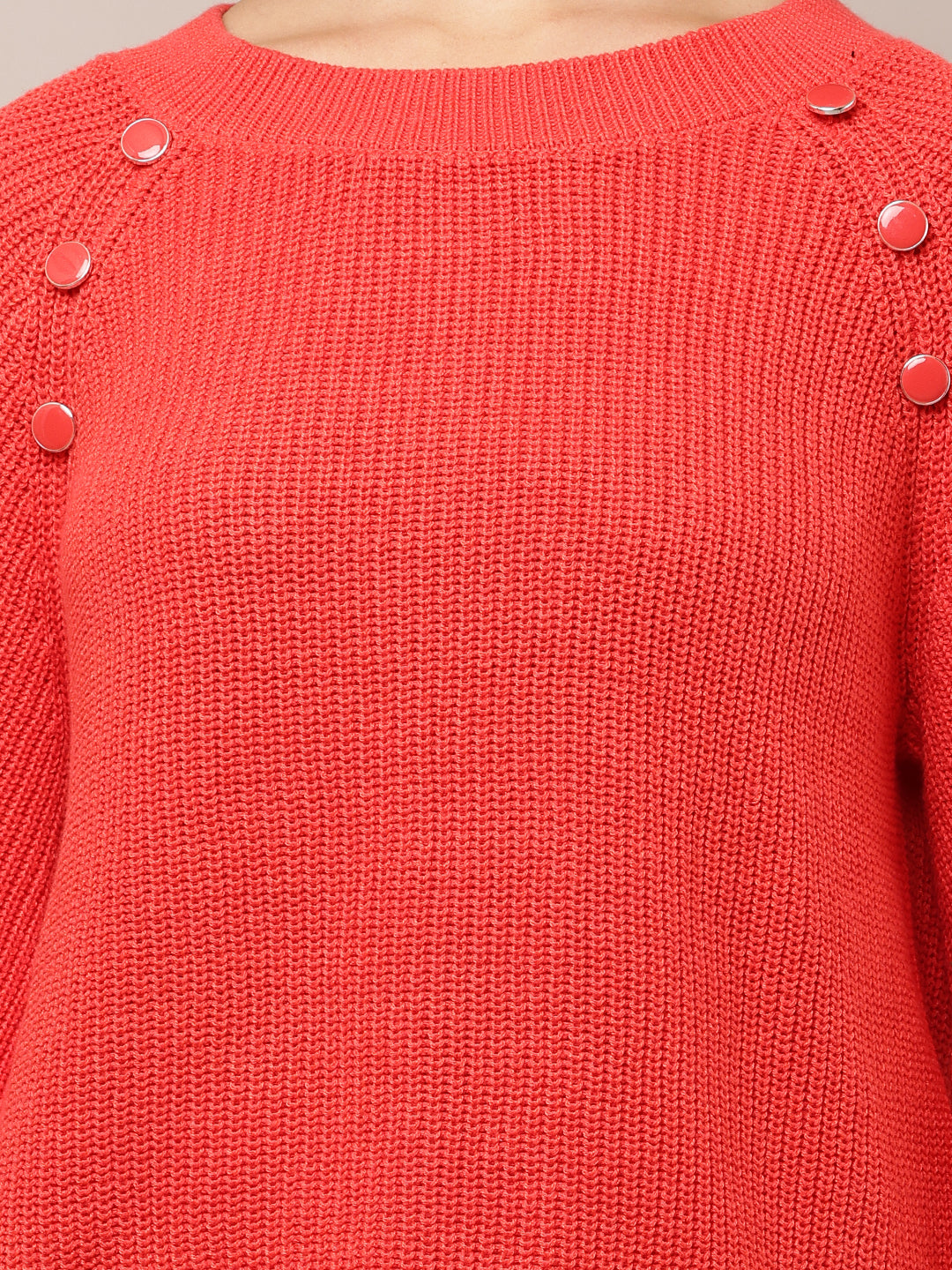 Cotton Crew neck with Full Sleeve Red Sweater