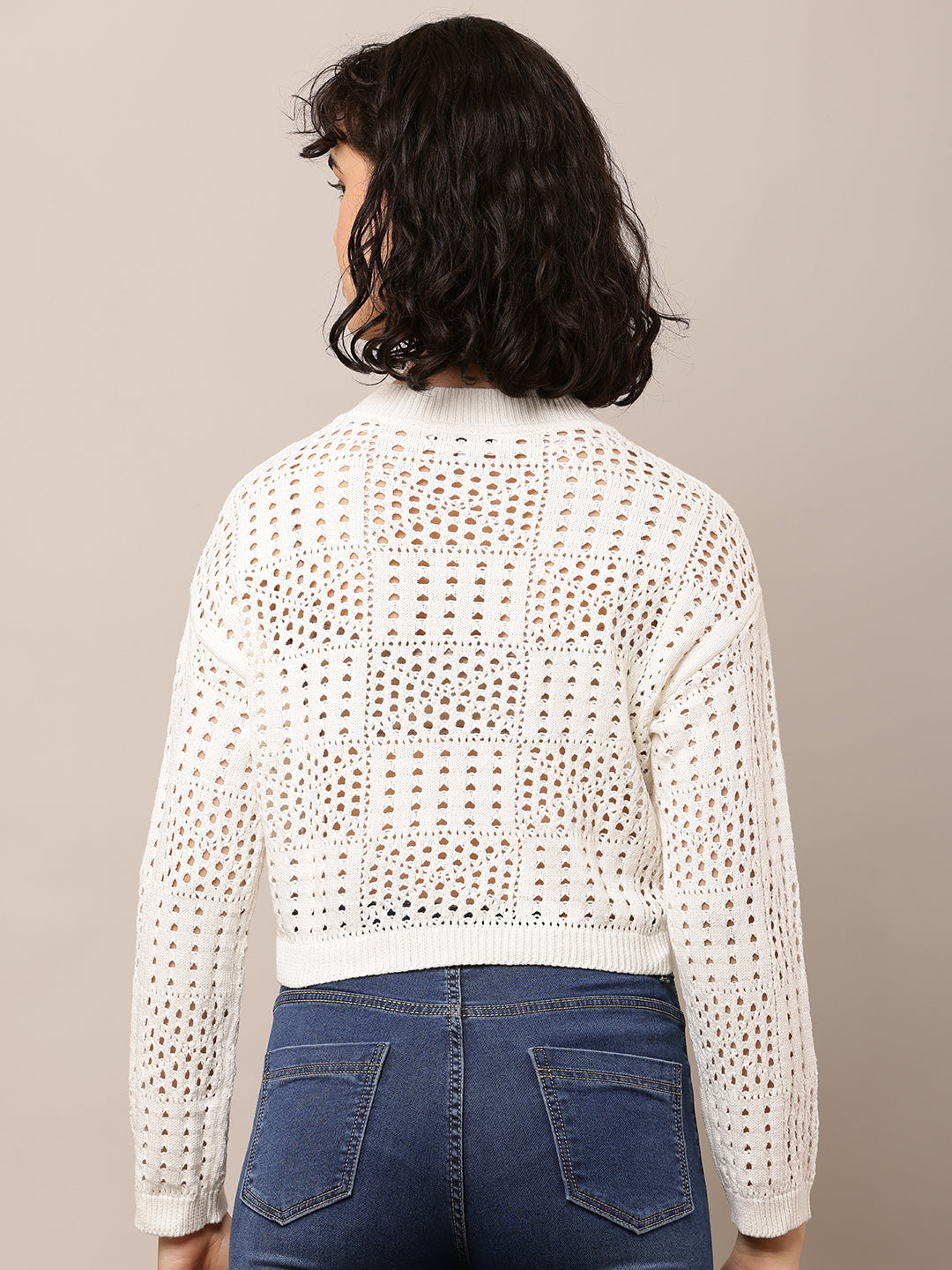 Cotton Full Sleeve with Round Neck white Cardigan