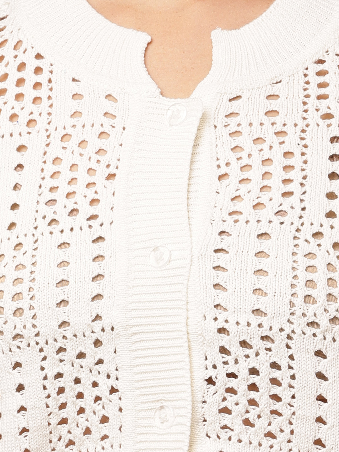 Cotton Full Sleeve with Round Neck white Cardigan