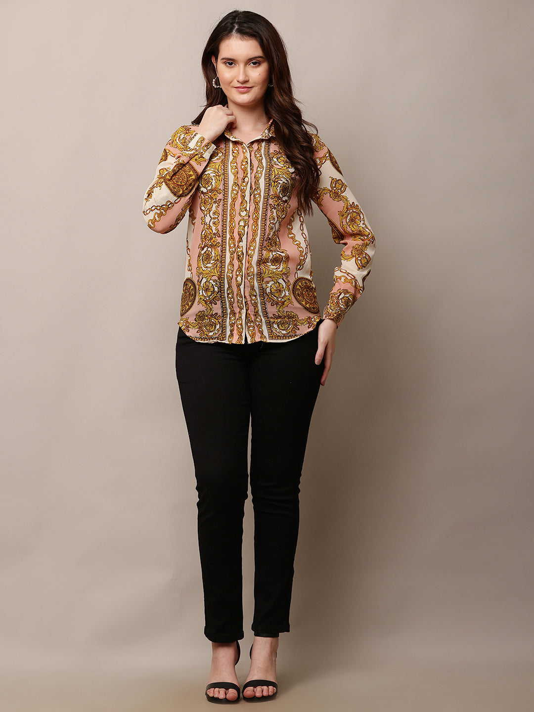 Polyester Full Sleeve with Shirt Collar Printed Multicolour Shirt
