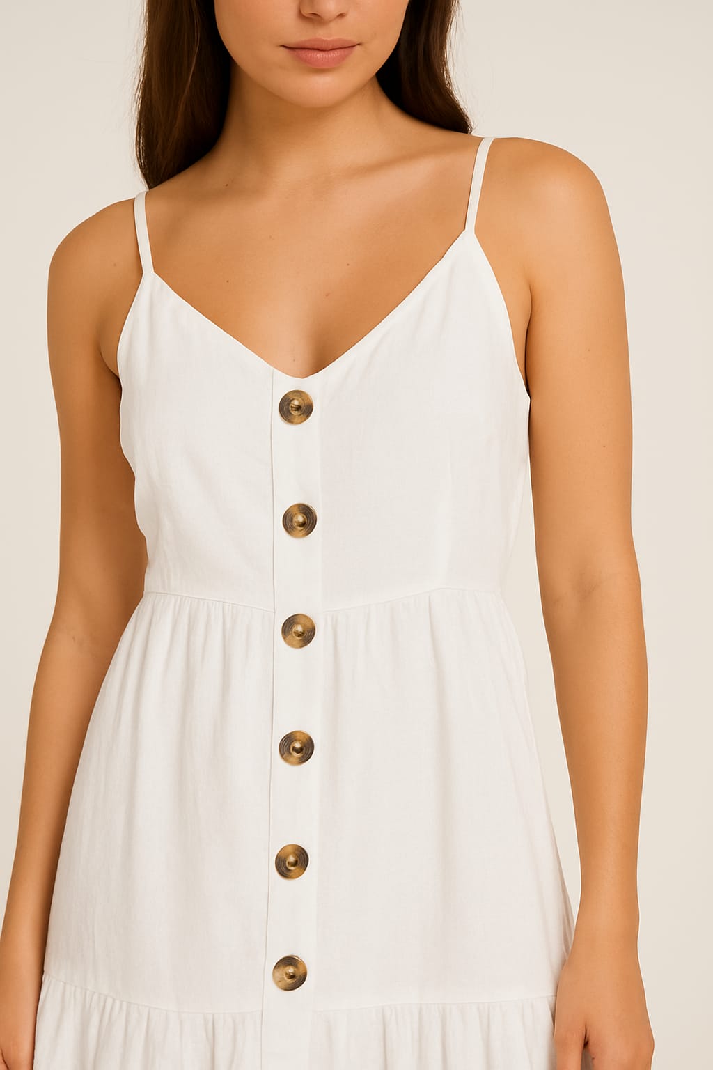 White Cotton Button-Down Midi Dress