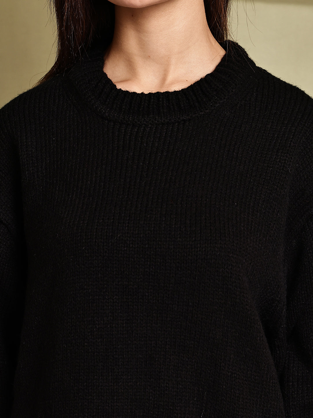 Acrylic Full Sleeve with Oversized Black Knit Sweater