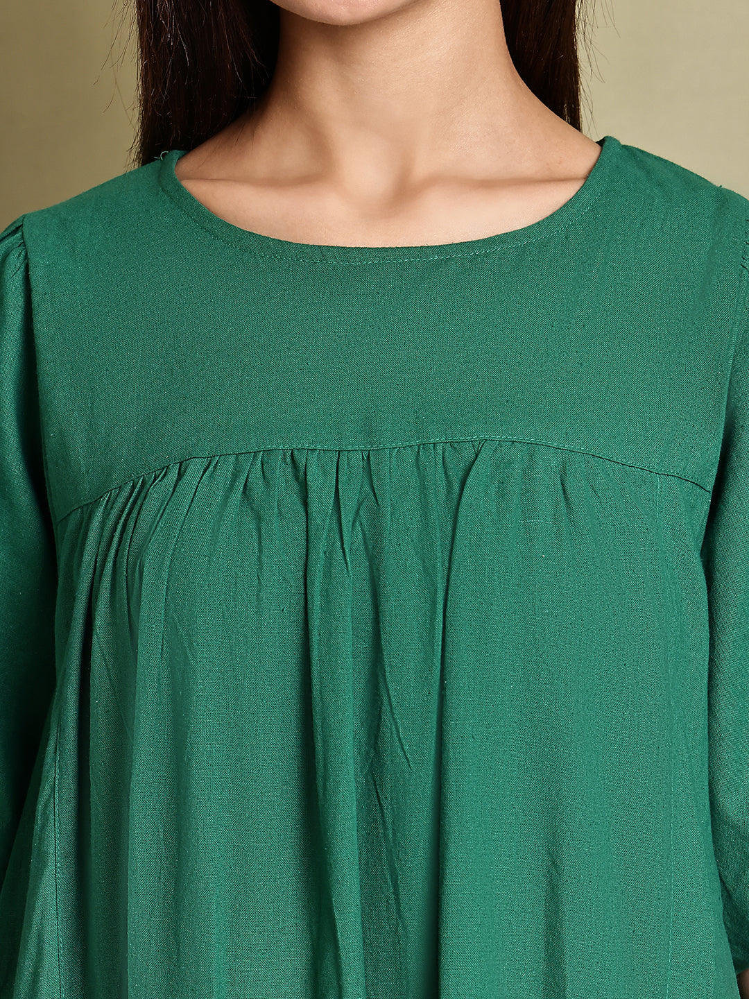 Cotton Loose Fit Maxi Dress – Green