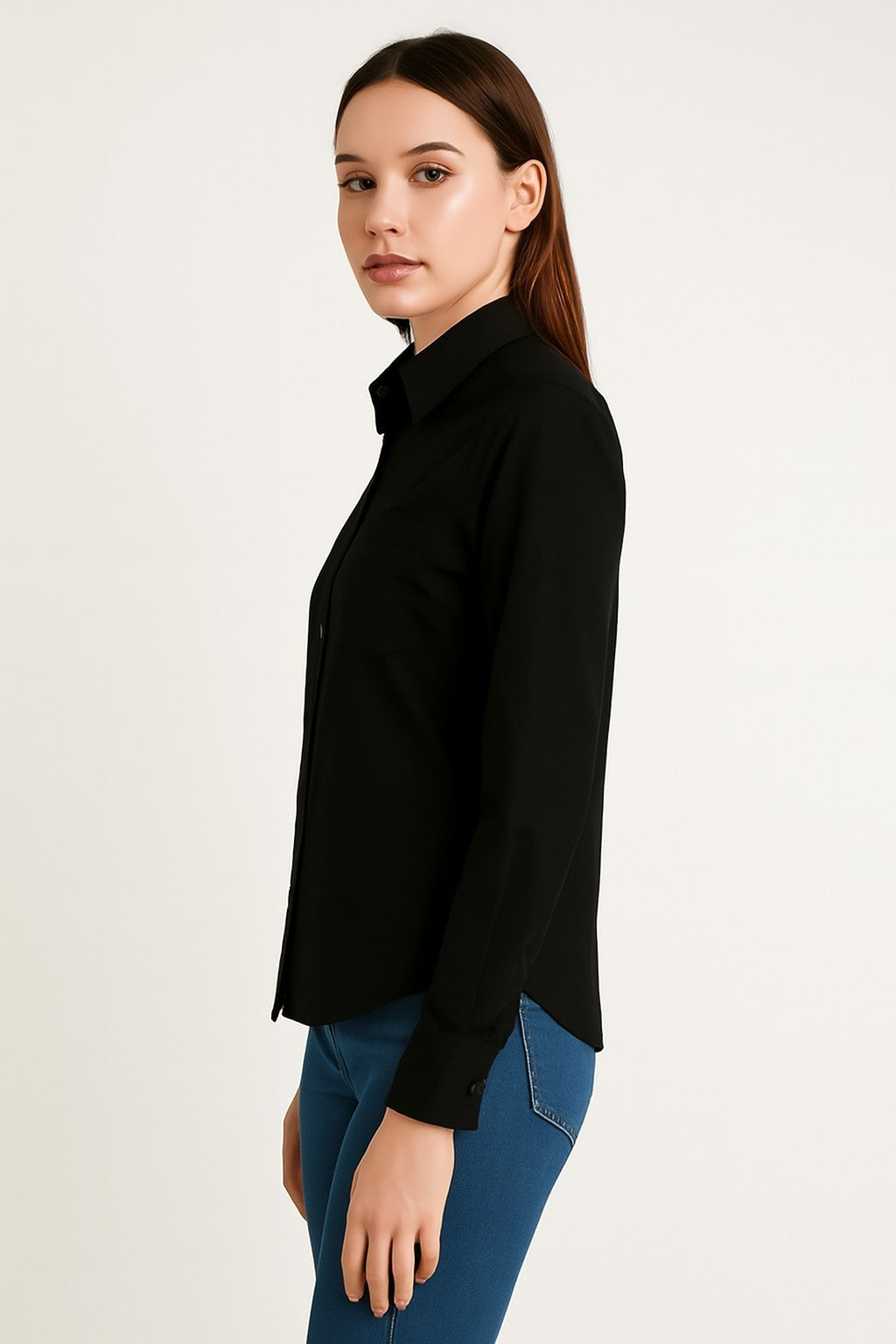 Cotton Classic Black Cotton Button-Up Shirt