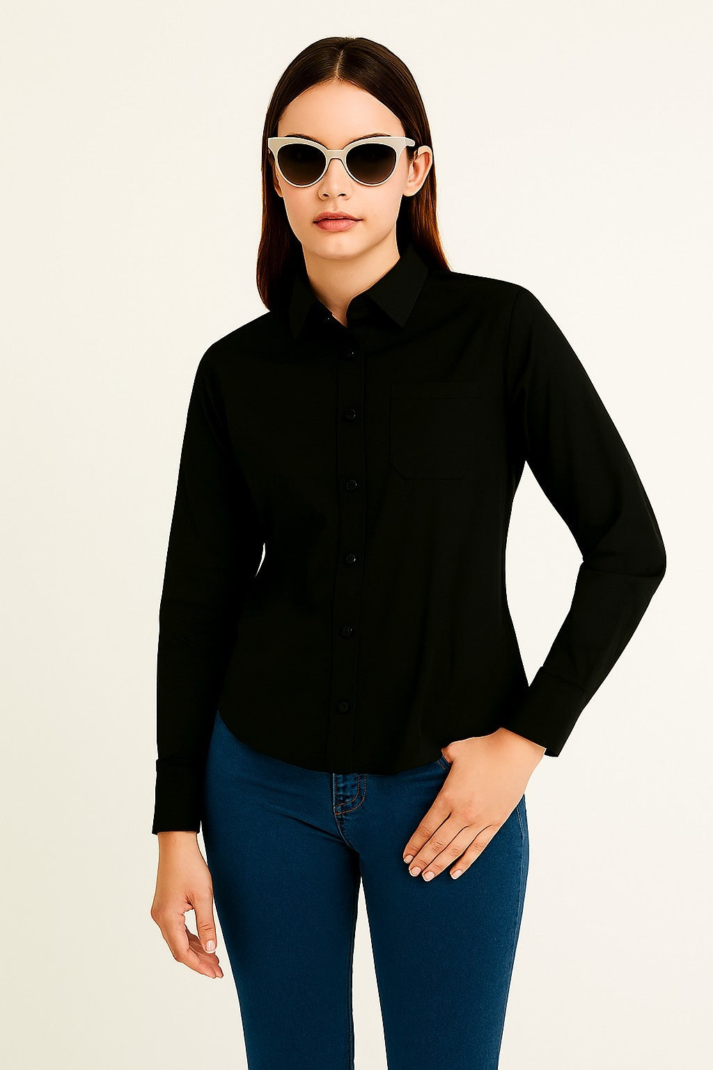 Cotton Classic Black Cotton Button-Up Shirt