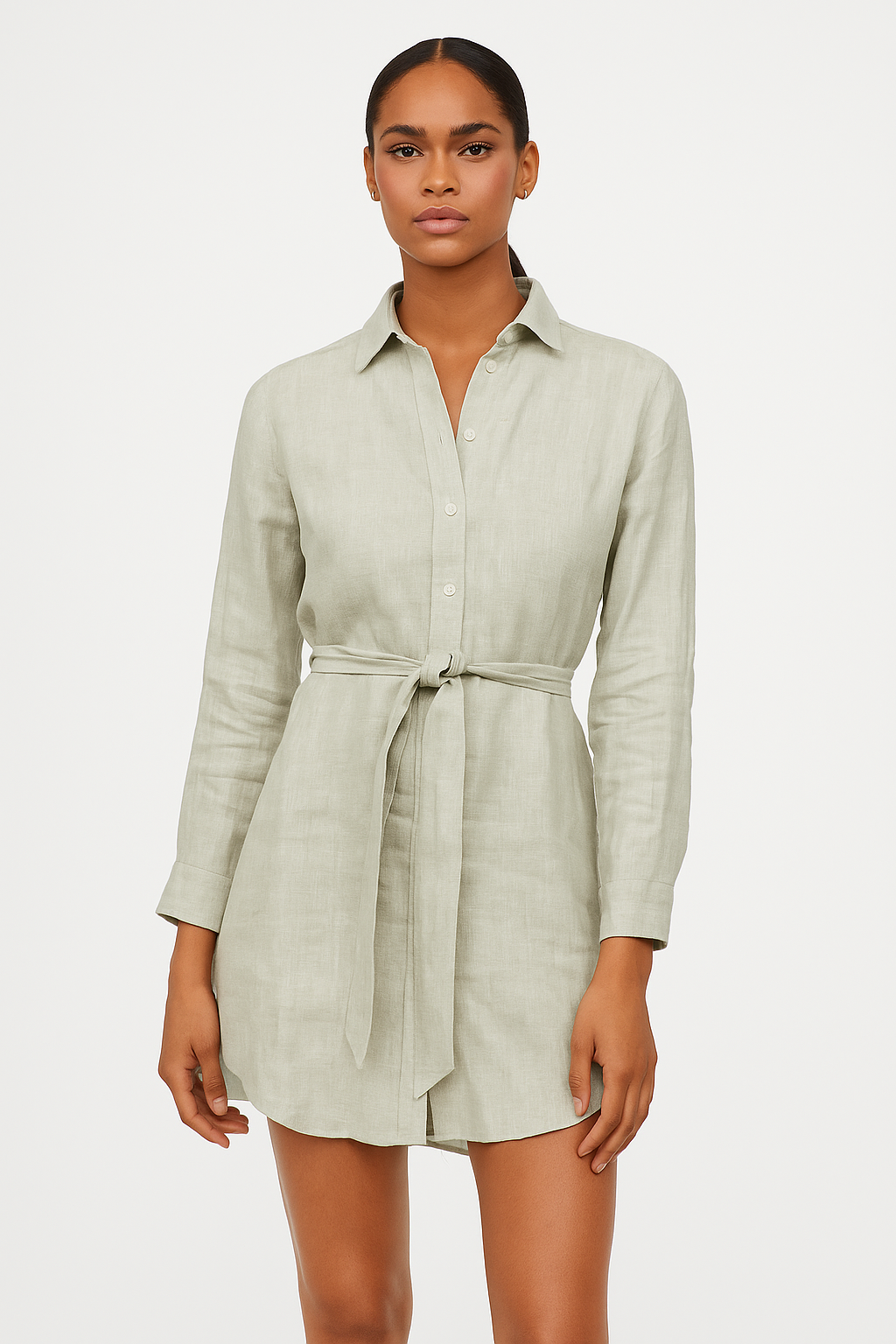 Light Grey Cotton Shirt Dress