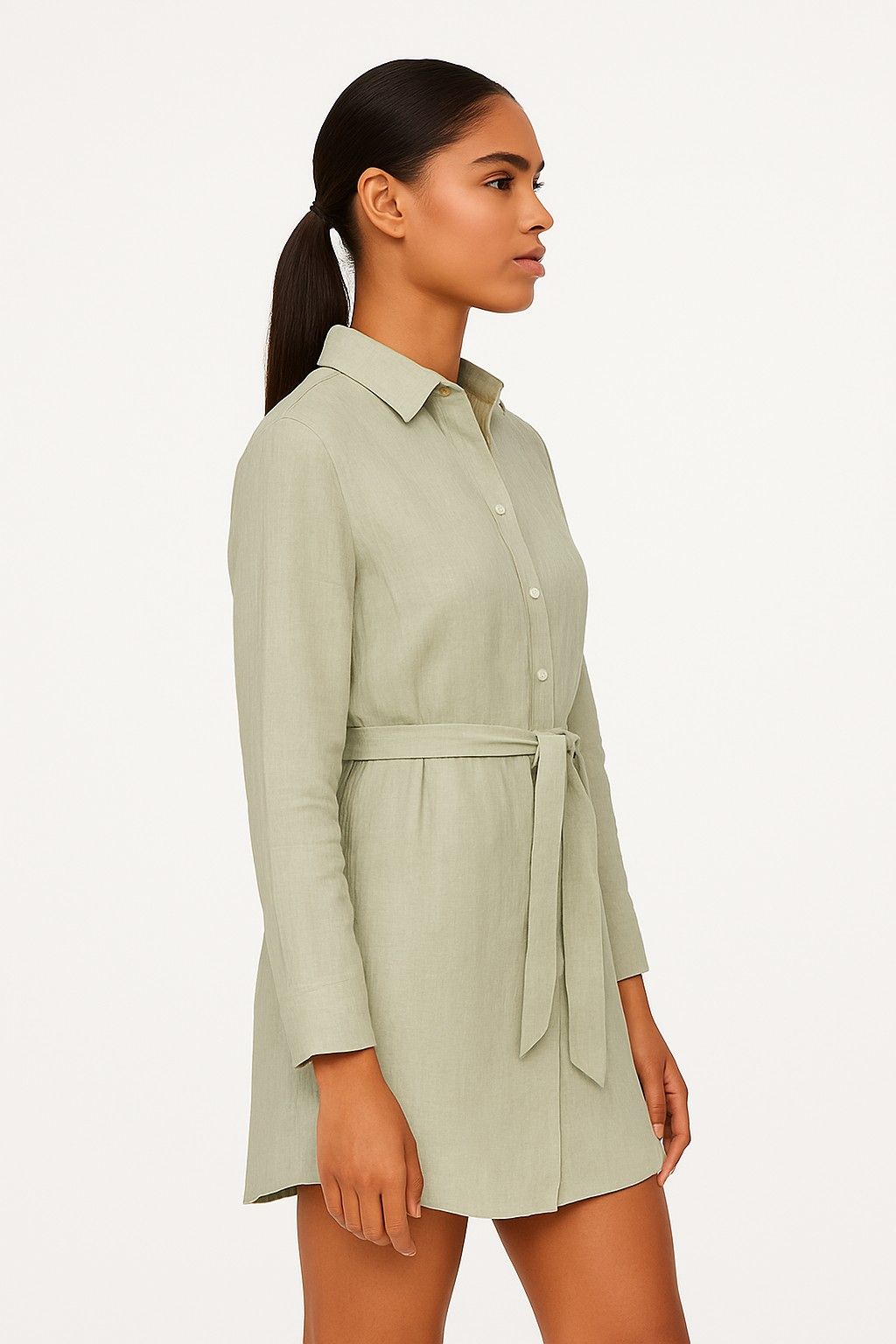 Light Grey Cotton Shirt Dress