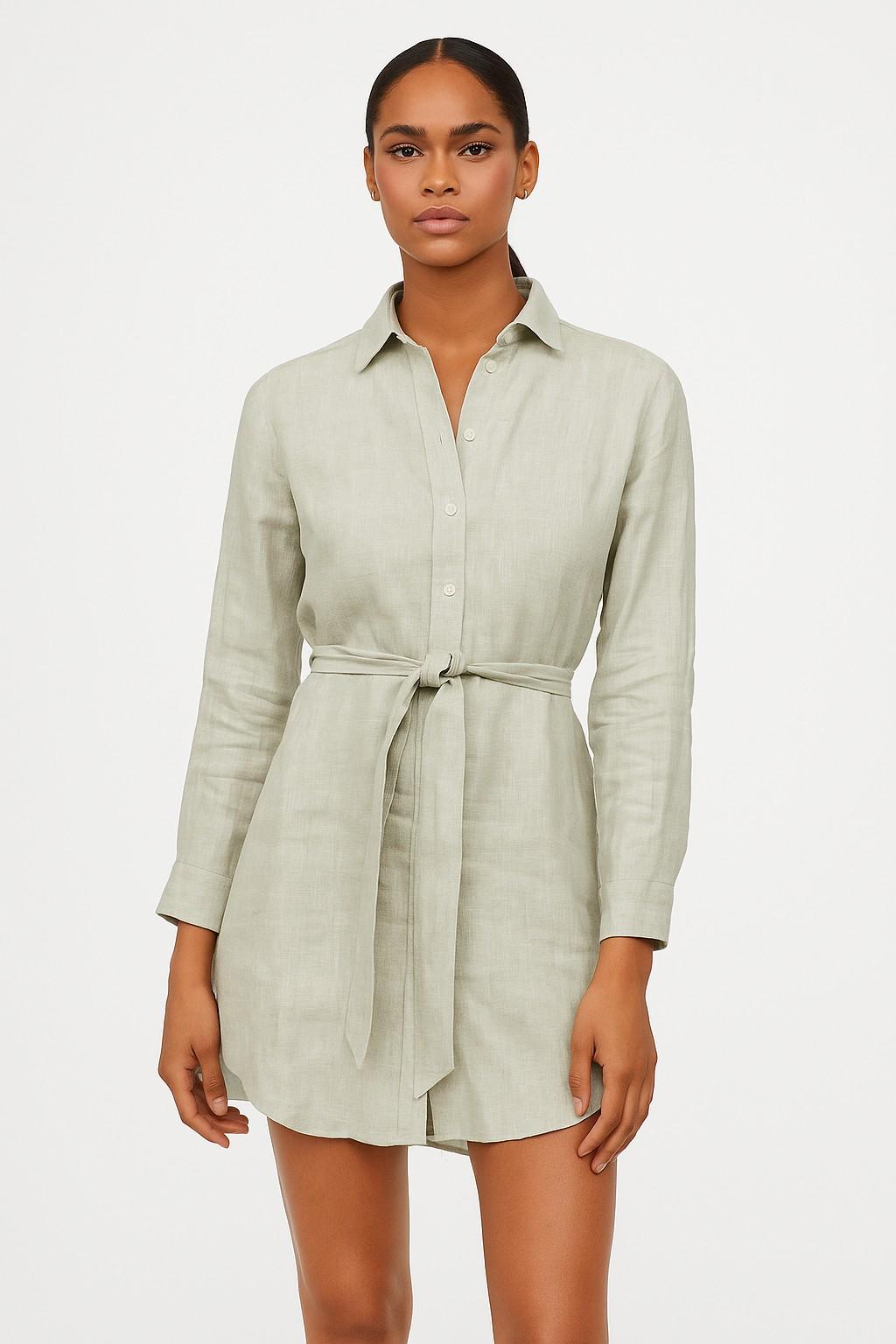 Light Grey Cotton Shirt Dress