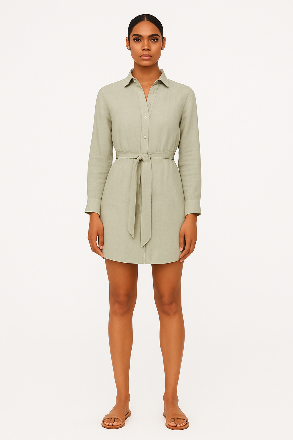 Light Grey Cotton Shirt Dress