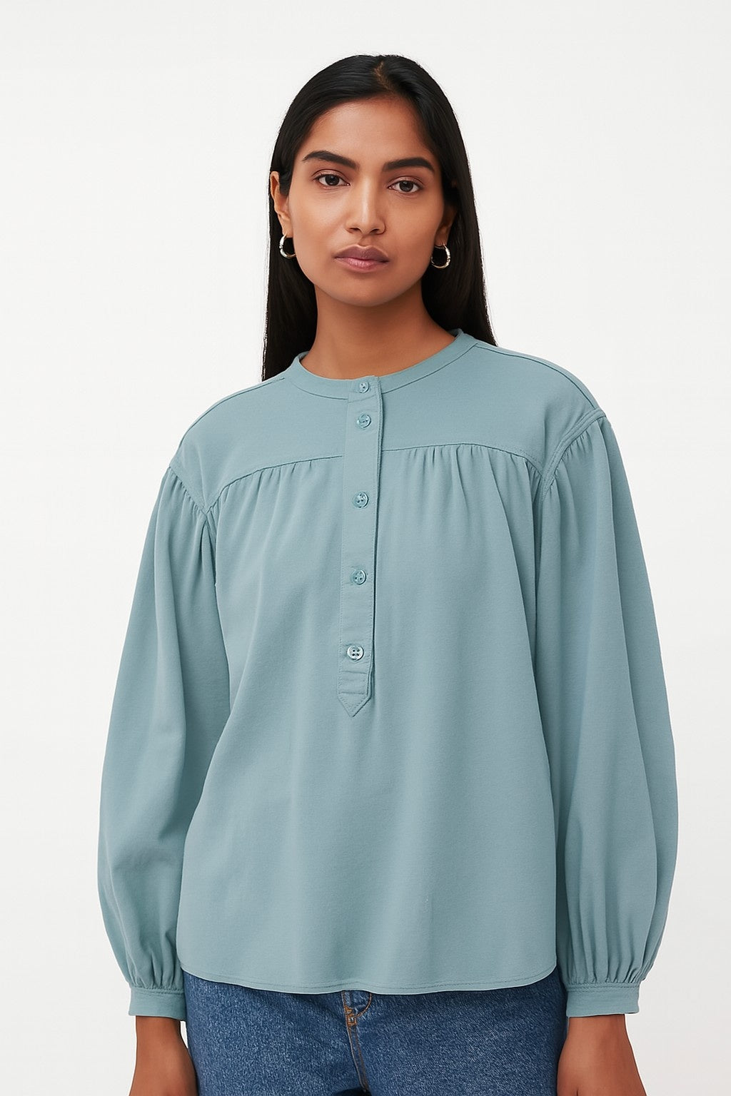 Sea Green Cotton Loose Fit Top