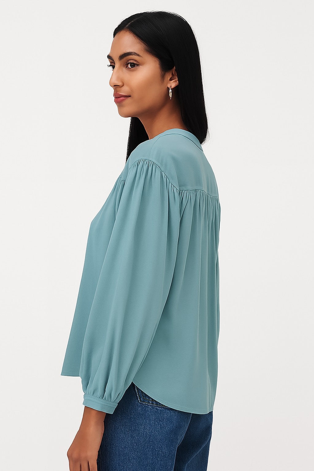 Sea Green Cotton Loose Fit Top