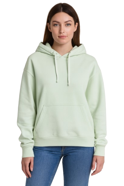 Solid Pullover Hoodie | Cotton Blend Hooded Sweatshirt Light Green with Kangaroo Pocket