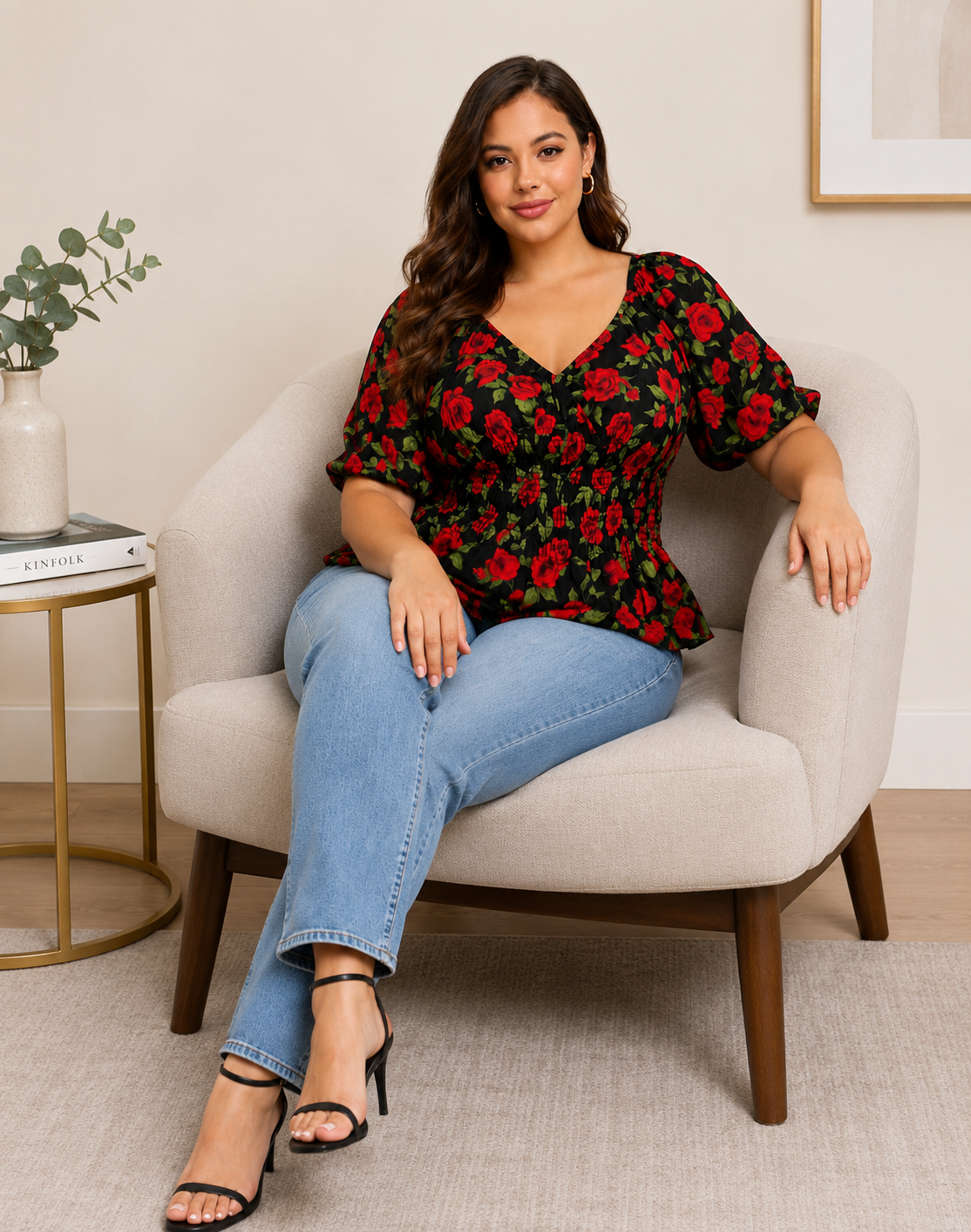 MultiColor Floral Print Smocked Cotton Top