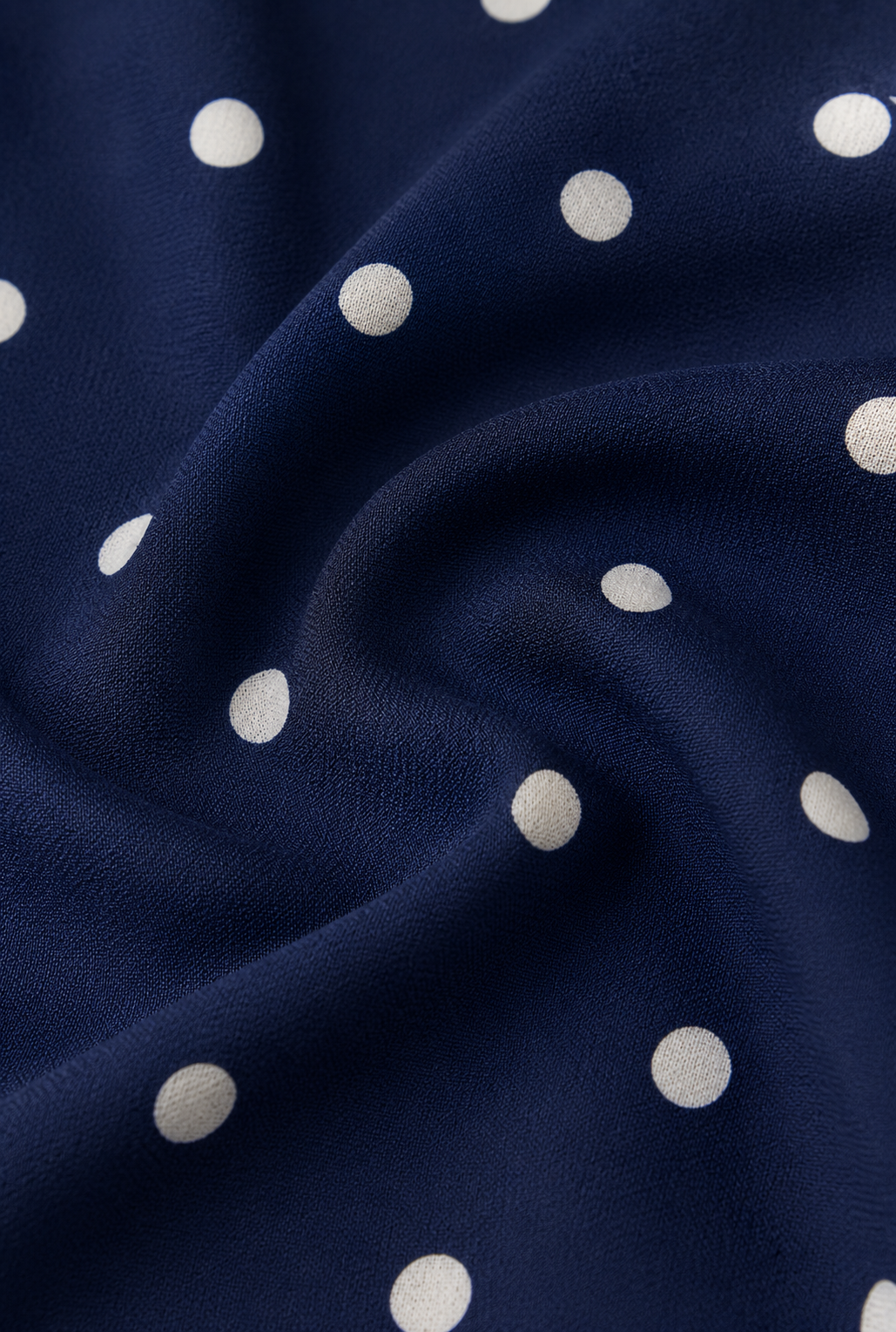 Navy Blue Polka Dot V-Neck Tie-Up A-Line Mini Dress