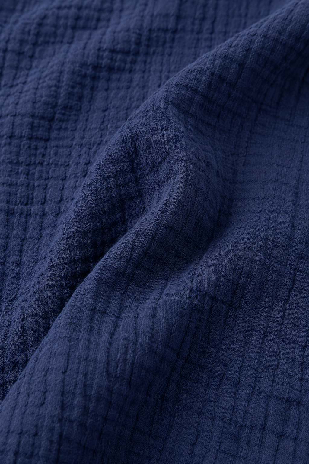 Navy Blue Textured 100% Cotton Casual Shirt | Button Down Relaxed Fit Top