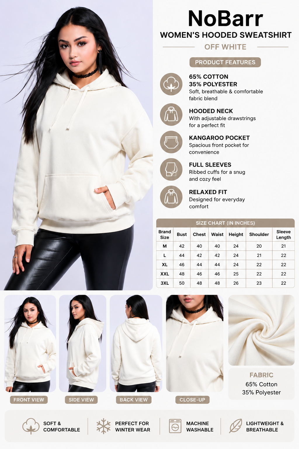 Light Green Hooded Sweatshirt | Cotton Blend Hoodie | Long Sleeve | Kangaroo Pocket | Casual Winter Wear