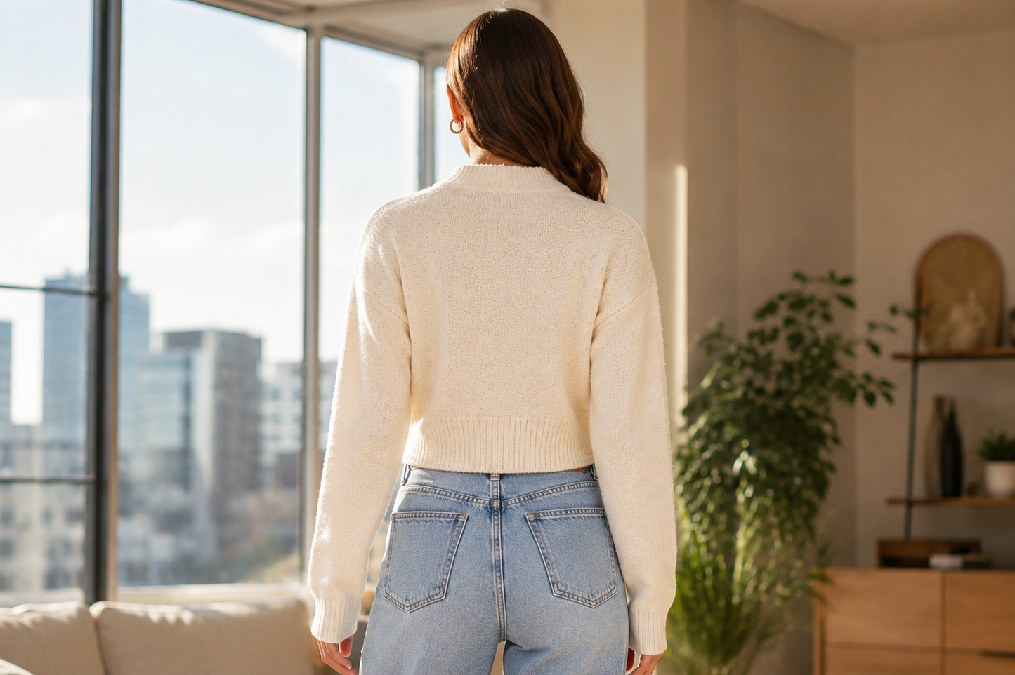 Off White Knit Sweater | Soft Wool Blend Round Neck Full Sleeve Pullover | Drop Shoulder Loose Fit Winter Casual Top