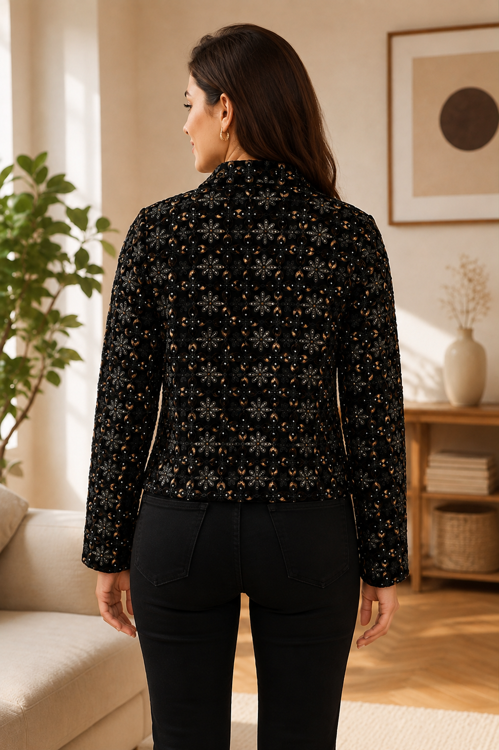 NoBarr Women's Printed Full Sleeve Jacket | 100% Polyester | Loose Fit Casual Button-Down Shirt Collar Jacket