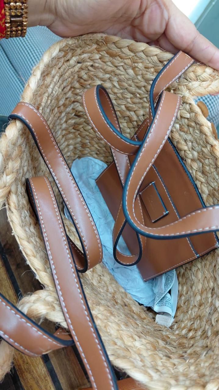 Sequin Straw Tote Bag