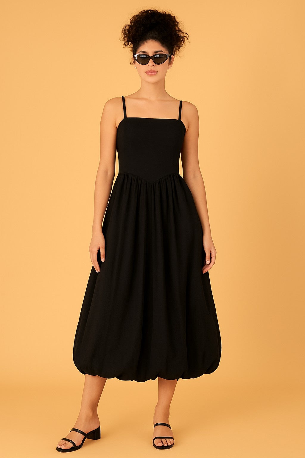 Cotton Black Balloon Dress