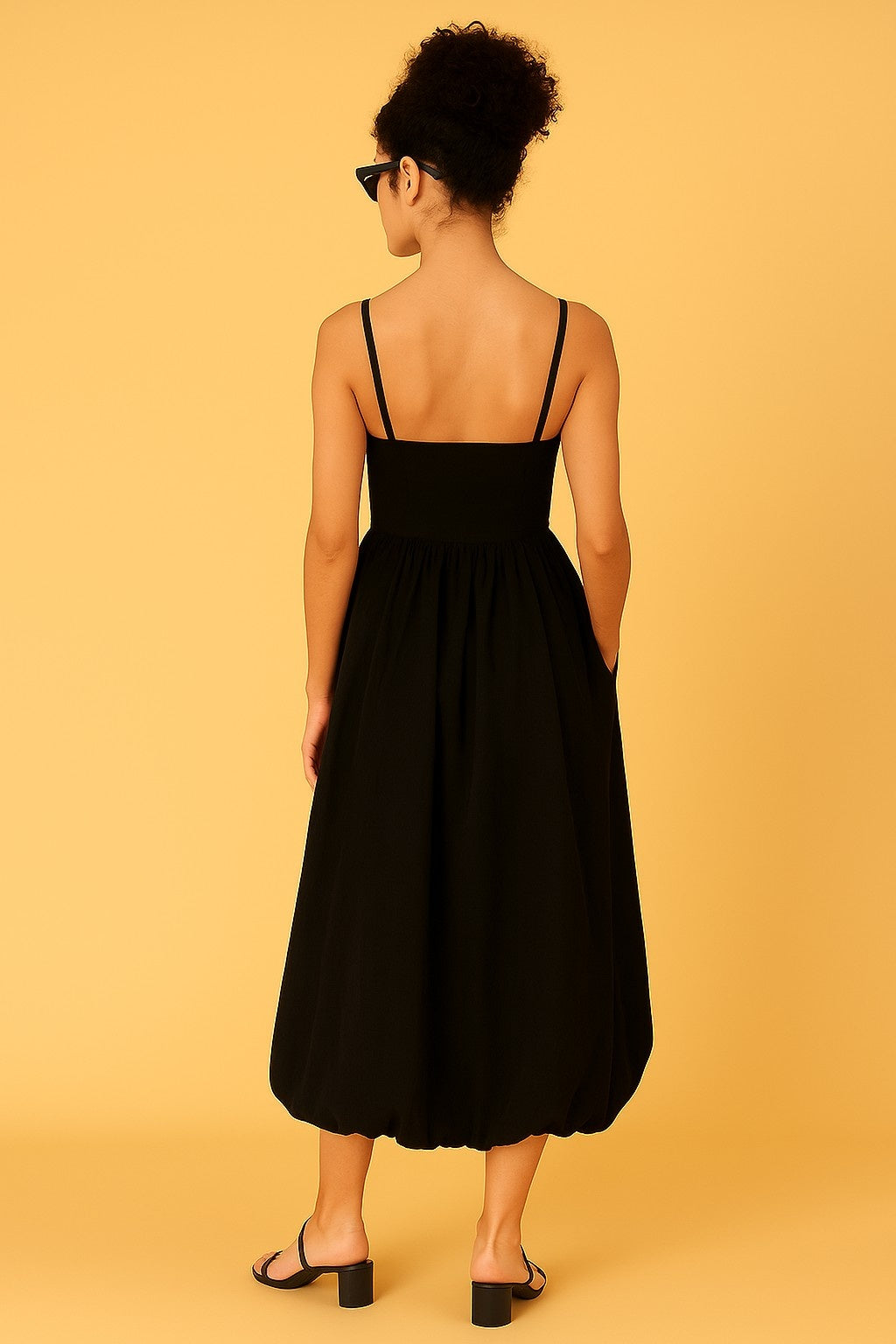 Cotton Black Balloon Dress