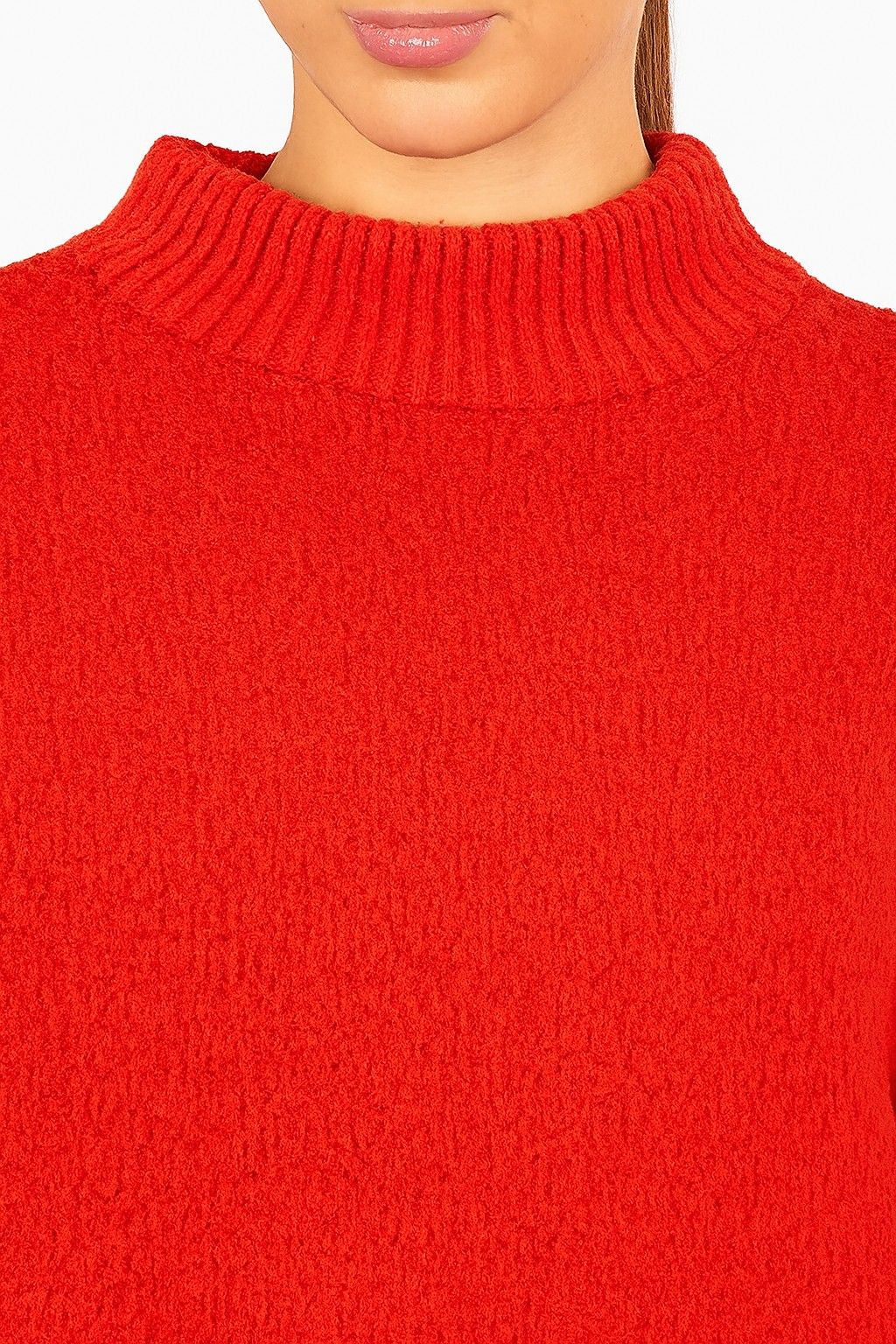 Acrylic Full Sleeve Cozy High Neck Red Sweater