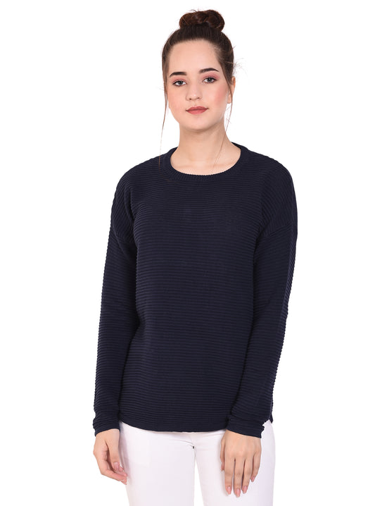 blue long sleeves knit pullover