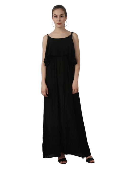 NoBarr summer spaghetti black long maxi dress for women